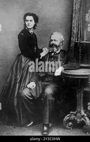 Karl Marx (1818–1883) und seine Tochter Jenny Caroline Marx (1844–1883), 1869. Private Sammlung. Stockfoto