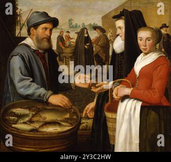 Der Fischmarkt, 1627. Gefunden in der Sammlung des Dordrechts Museums. Stockfoto