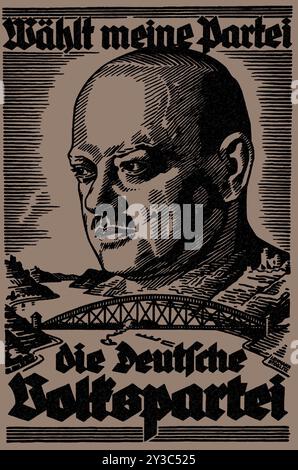 Stimmen Sie für meine Partei. Wahlplakat der Deutschen Volkspartei zur Reichstagswahl 1930. Private Sammlung. Stockfoto