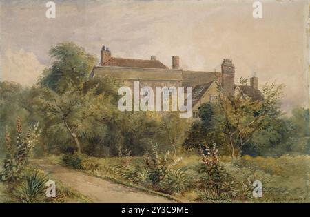 Greenfield House, Harborne, (unbekanntes Datum), 1850er Jahre. Zeigt das Haus von David Cox dem Jüngeren Senior in Harbourne, wo er von 1841 bis zu seinem Tod 1859 lebte. Stockfoto