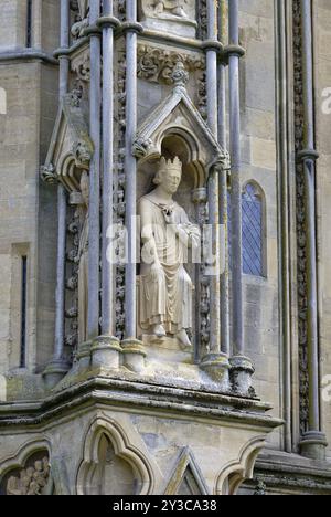 Detail, Fassade, Wells Cathedral, Wells, England, Großbritannien Stockfoto