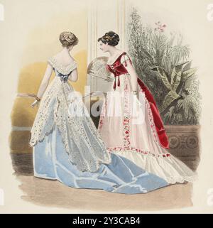 Bow-Bells, Paris Fashions, Februar 1868. Stockfoto