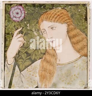 Beauty and the Beast - die Tochter des Händlers, bekannt als Beauty, 1863-64. Steingut, gemalt von Lucy Faulkner und Kate Faulkner nach einem Entwurf von Edward Burne-Jones. Stockfoto