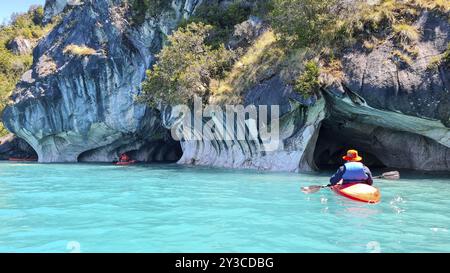 Capillas de Marmol im Lago General Carrera in Patagonien an der Carretera austral, Patagonien, Chile, Südamerika Stockfoto