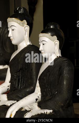 Buddha-Statuen in der Shwedagon-Pagode, Yangon, Myanmar, Asien Stockfoto