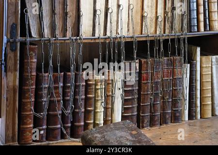 Innenansicht, Cathedral Library, Wells Cathedral, Wells, England, Großbritannien Stockfoto