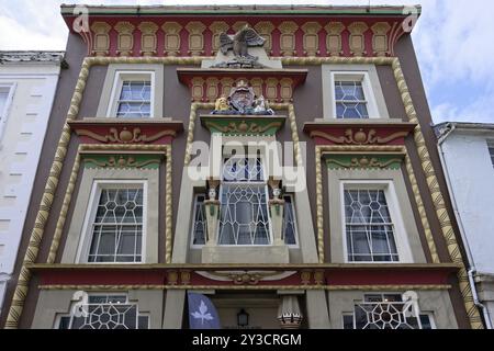 Das ägyptische Haus, die Chapel Street, die Gasse in der Altstadt, Penzance, England, Großbritannien Stockfoto