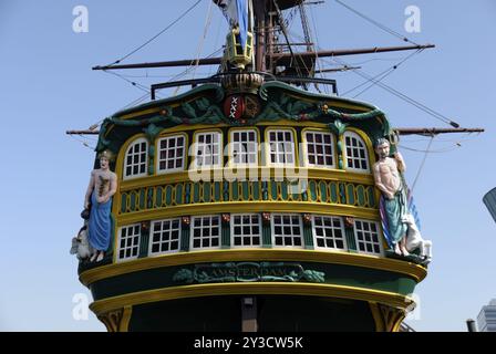 VOC Segelschiff Amsterdam in Amsterdam, Holland Stockfoto