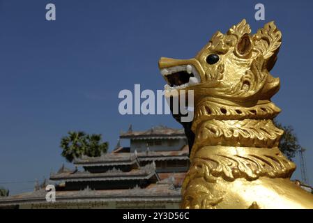 Chinthei in der Shwemawdaw-Pagode, Bago, Myanmar, Asien Stockfoto