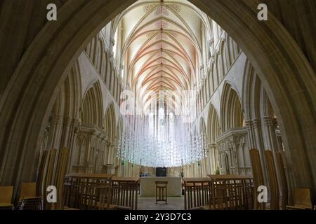 Innenansicht, Friedentauben, Wells Cathedral, Wells, England, Großbritannien Stockfoto