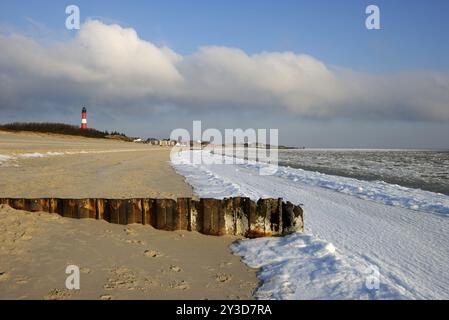 Eissurfen am Strand von Hoernum, Sylt, Schleswig-Holstein, Deutschland, Europa Stockfoto