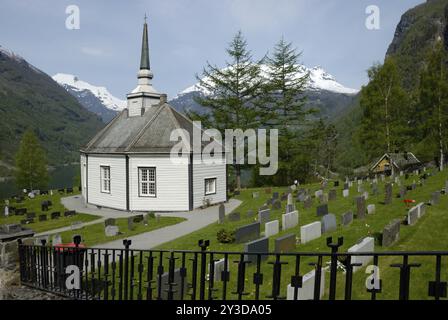 Kirche in Geiranger, Moere og Romsdal, Norwegen, Europa Stockfoto