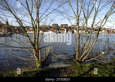 Hochwasser am 06.01.2012, Flensburg, Schleswig-Holstein, Deutschland, Europa Stockfoto