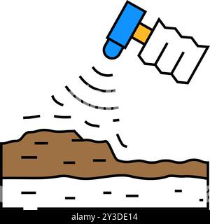 Geotechnische Analyse Hydrogeologe Symbolfarbe Illustration Stock Vektor