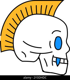 Skull Art Tattoo Vintage Icon Farbe Illustration Stock Vektor