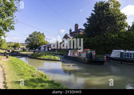 Hillmorton Locks, Schleuse am Oxford Canal, Rugby, Großbritannien Stockfoto