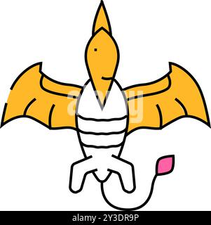 Pteranodon-Dinosaurier-Tier-Symbol-Farbillustration Stock Vektor
