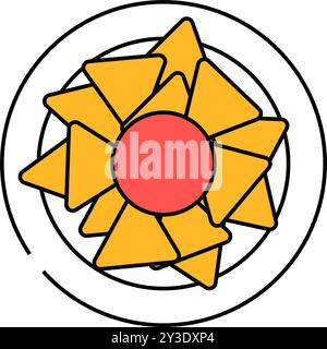 Nachos mexikanische Küche Ikonen in Farbe Illustration Stock Vektor