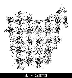 Symbolkarte der Provinz Ostflandern (Belgien), die das Gebiet mit einem Muster zufällig verteilter schwarzer Kreise unterschiedlicher Größe zeigt Stock Vektor