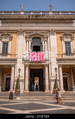 Rom, Italien - 18. August 2024: Die Kapitolinischen Museen sind eine Gruppe von Kunst- und archäologischen Museen auf der Piazza del Campidoglio, auf dem Kapitoli Stockfoto