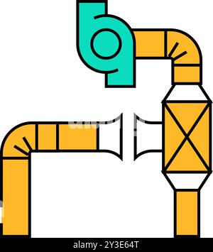 Farbabbildung des Symbols für die Entlüftung der Auspuffanlage Stock Vektor