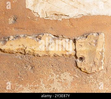 Ägypten, Sakkara Süd, König Pepi II. Grabtempel Relief : Ermordung eines libyschen Häuptlings. Stockfoto