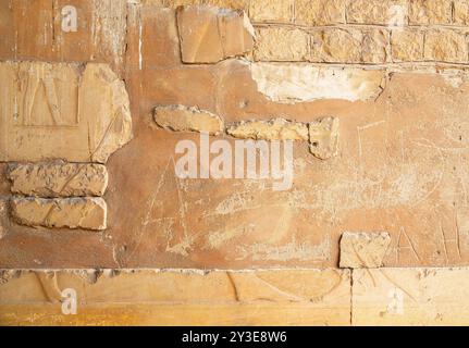 Ägypten, Sakkara Süd, König Pepi II. Grabtempel Relief : Ermordung eines libyschen Häuptlings. Stockfoto