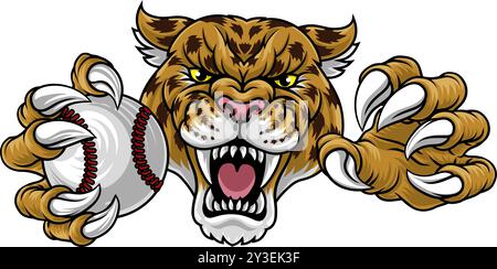 Jaguar Leopard Cheetah Panther Baseball Maskottchen Stock Vektor