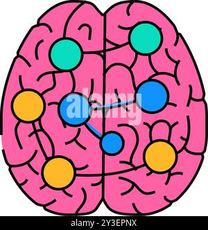 Neuronale Konnektivität neurowissenschaftliche Neurologie-Icon-Farbillustration Stock Vektor