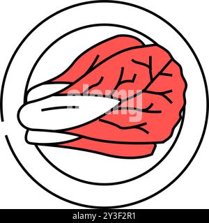 Kimchi-Kohl koreanische Küche Ikonen in Farbe Illustration Stock Vektor