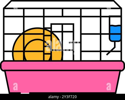 Farbige Illustration des Hamsterkäfigs für Haustiere Stock Vektor