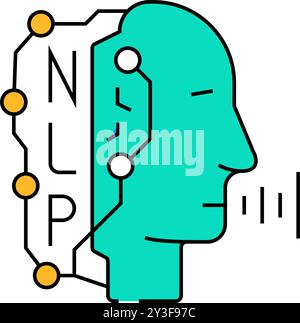 Natürliche Sprachverarbeitung nlp seo Symbol Farbdarstellung Stock Vektor