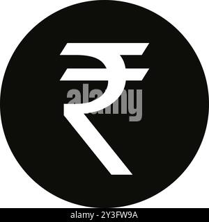 Rupie Symbol in weiß, Indische Rupie Symbol weiße Indische Rupie Symbol, indische Währung Symbol, indische Geld Symbol Stock Vektor