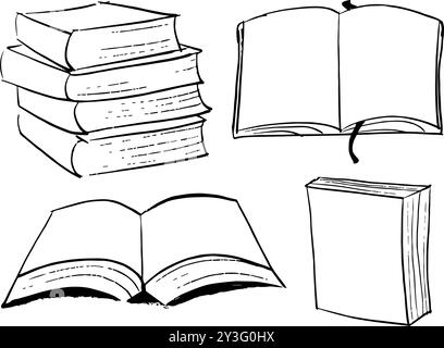 Handgezeichnete Illustration von Büchern, Kritzeleien von Büchern Stock Vektor