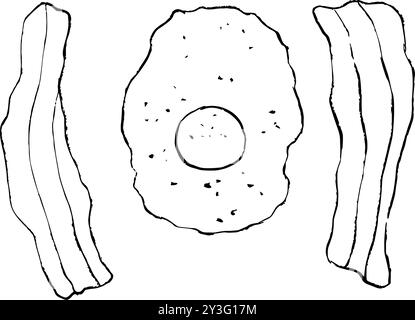 Handgezeichnete Illustration von Eiern und Speck Stock Vektor