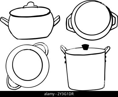 Handgezeichnete Illustration von Küchenutensilien, Set von Küchenutensilien Illustration Stock Vektor