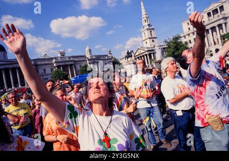 Jesus Army Rally, Trafalgar Square, London, Großbritannien. Ungefähres Datum: 1. Juni 1995 Stockfoto