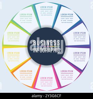 Kreis Infografik Design 10 Schritte, Objekte, Elemente oder Optionen Infografik Geschäftskreis Vorlage Stock Vektor