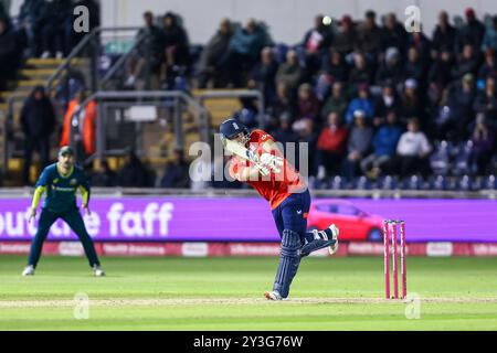 Während des zweiten Spiels von Vitality T20 International zwischen England und Australien in Sofia Gardens, Cardiff am Freitag, den 13. September 2024. (Foto: Stuart Leggett | MI News) Credit: MI News & Sport /Alamy Live News Stockfoto