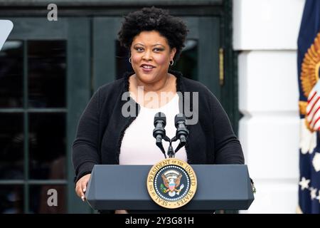 Washington, Usa. September 2024. Shalanda Young, Direktorin des United States Office of Management and Budget, sprach bei einer Veranstaltung zu Ehren schwarzer Exzellenz auf dem South Lawn des Weißen Hauses in Washington, DC Credit: SOPA Images Limited/Alamy Live News Stockfoto