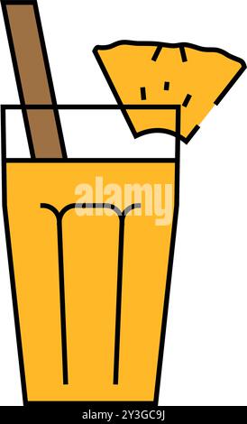 Ananas Smoothie Getränk Symbol Farbe Illustration Stock Vektor