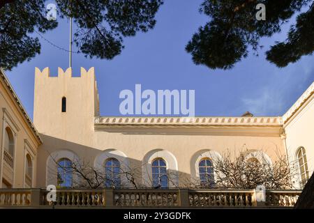 Eine Terrasse des Fürstenpalastes, die offizielle Residenz von Prinz Albert II., Monaco Ville, Fürstentum Monaco Stockfoto