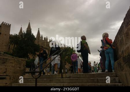 Mallorca, Spanien. September 2024. Eine Gruppe von Touristen spaziert durch die Kathedrale von Palma de Mallorca. (Foto: David Canales/SOPA Images/SIPA USA) Credit: SIPA USA/Alamy Live News Stockfoto