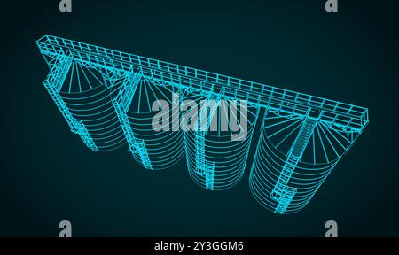 Stilisierte Vektordarstellung einer Getreidelagereinrichtung Stock Vektor