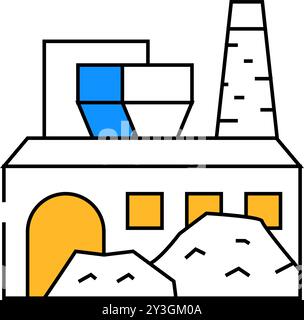 Industrielle Verarbeitung Feststoffabfälle Symbolfarbe Stock Vektor