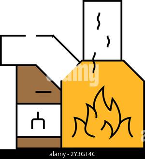 Farbdarstellung des Symbols „brennender Abfall“ Stock Vektor