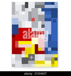 Farbenfrohes abstraktes geometrisches Posterdesign mit verschiedenen Elementen und leuchtenden Farben Stock Vektor