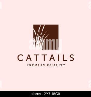 Cattail oder Reed Logo Vektor Illustration Design. Schlichtes, Modernes, Minimalistisches Cattail-Logo. Creative Cattail Illustration Logo Konzept Stock Vektor