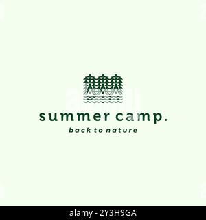 Camping Logo Vektor Illustration Design. Outdoor Camp oder Sommer Camp Illustration Logo Design. Einfaches, Modernes Creative Camp-Logo. Stock Vektor