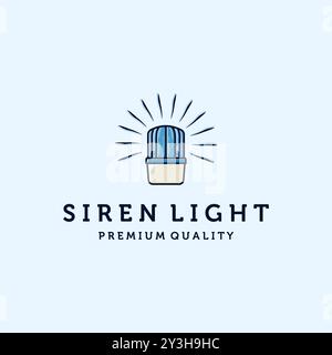 Sirene Licht, Notlicht, Krankenwagen Licht, Polizei Licht oder Warnlicht Logo Vektor Illustration Design. Blaues Blinker- oder Sirenenlicht-Logo Stock Vektor